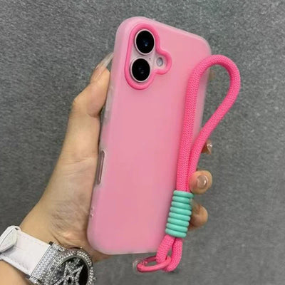 Coque Souple Candy Transparente pour iPhone 16/17 – Lanière et Bracelet de Poignet Inclus - PhoneFit