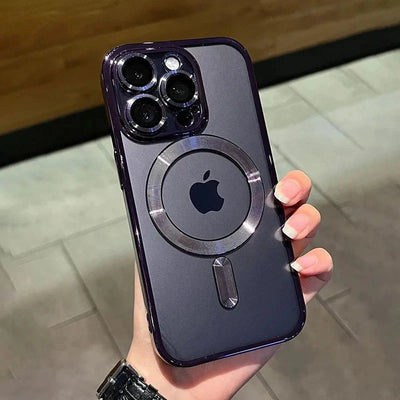 Coque Transparente Magnétique de Luxe pour iPhone 11 à 17 — Design Plaqué Métallique, Compatible MagSafe PhoneFit
